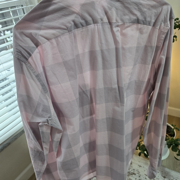 LACOSTE Men's Gray and Pink Checkered Shirt - Picture 2 of 9